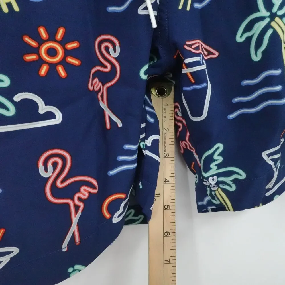 Chubbies Swim Trunks Shorts Mens 2XL Flamingo Palm Tree Neon‎ Print 5.5 Inseam